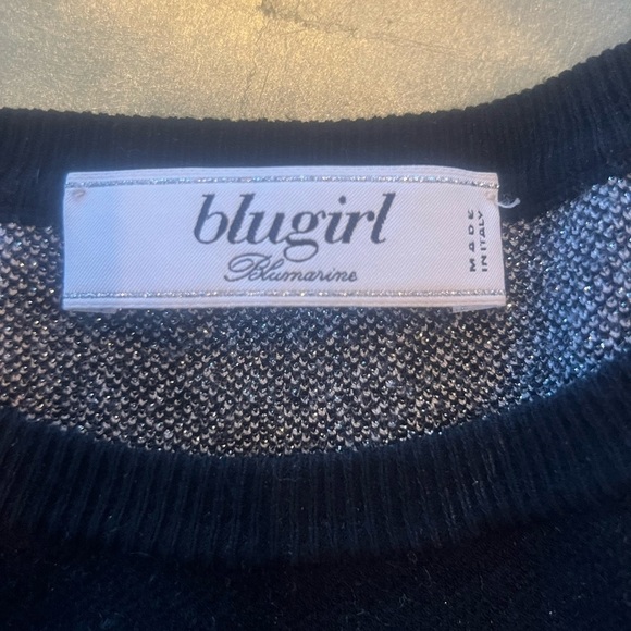 Blugirl Knit Sweater w/ Floral Sleeves & Subtle Sparkle – M - Picture 7 of 13